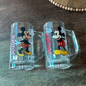 Vintage- Micky Mouse and Mini Mouse Disney Glass mug set